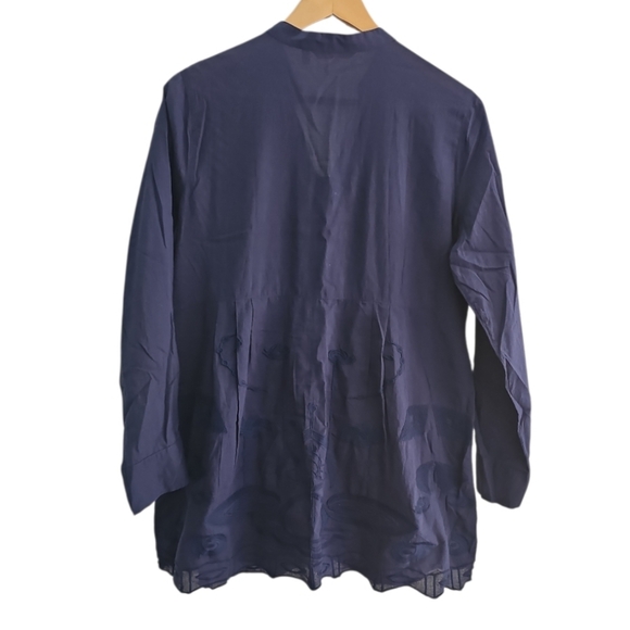 Soft Surroundings Alka Blue Mismatched Button Tunic Shirt Sz PL Costal Grandma - Picture 2 of 16